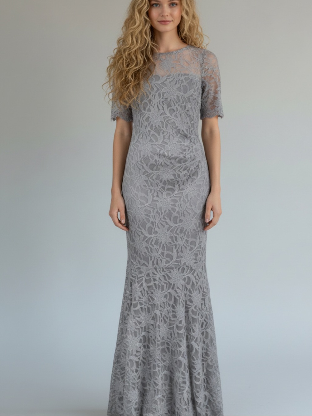 DECODE- GRAY LACE MERMAID Maxi Dress - Classic Women's Evening Gown